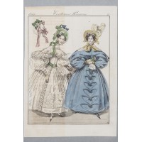 Moda ok. 1830. Biedermeier, Wg. Horace Vernet'a, z serii: Costume Parisien. Francja. Ok. 1830. 